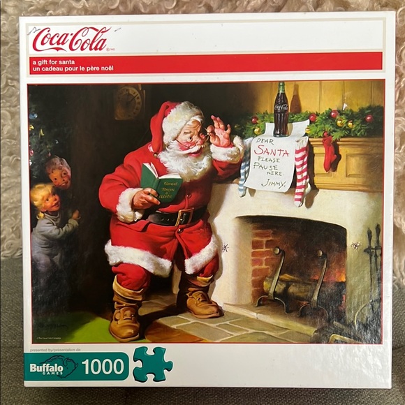 🔴3/$25🔴Coca-Cola 1000 Pc Jigsaw Puzzle A Gift For Santa Buffalo Games - Picture 1 of 4